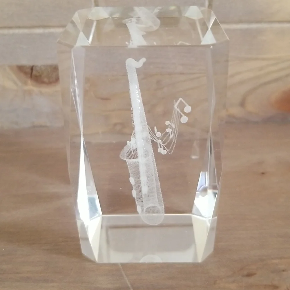 Crystal Prism Glass with Saxophone